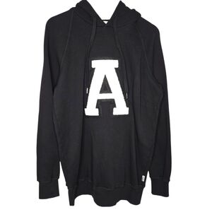 Good American Women Boyfriend Letter Initial Patch Hoodie Sweatshirt 2/3 M/L